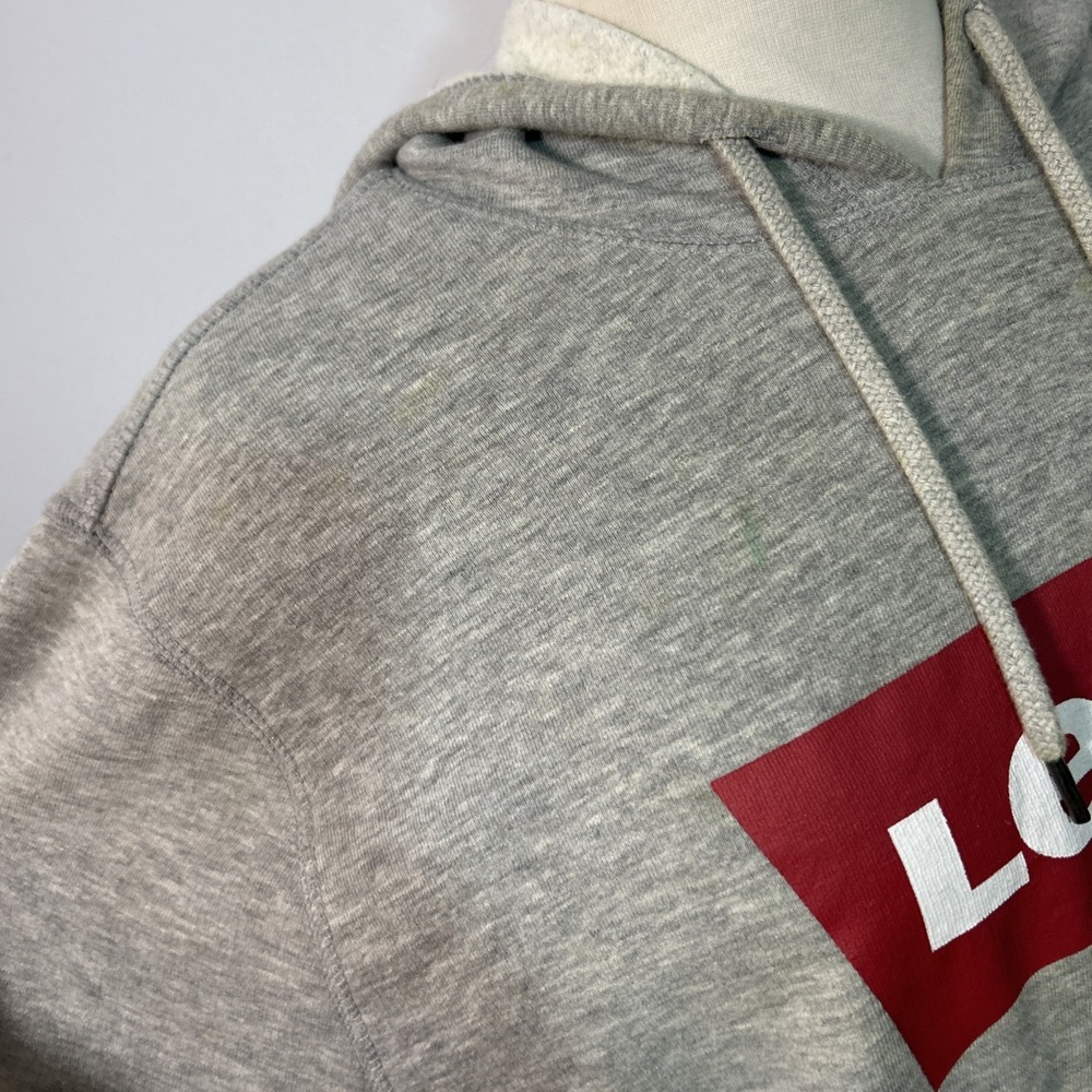 Levis Hoodie Mens L Gray Batwing Logo Fleece Pullover Streetwear Casual‎ - Picture 6 of 13